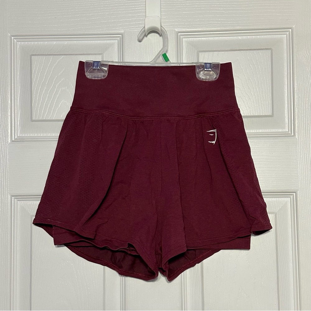 Gymshark Burgundy High-Waisted Shorts